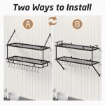 30-Inch Black Kitchen Pot Rack with Hooks