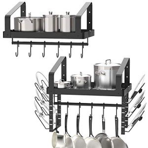Wall-Mounted Pot Rack Set with Towel Bar