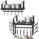 Wall-Mounted Pot Rack Set with Towel Bar