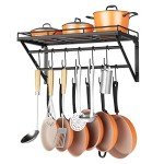 Wall Mounted Pot Rack with Hooks - 23 Inch