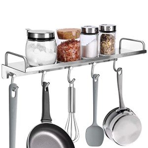 Wall-Mounted Spice Rack with 5 Hooks