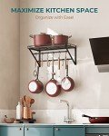 Wall Mounted Pot Rack with Hooks - 23 Inch