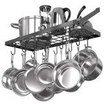Wall-Mounted Pots and Pans Organizer with Hooks