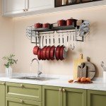 Wall-Mounted Pot Rack Set with Towel Bar