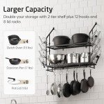 30-Inch Wall Mounted Pot Rack with Hooks