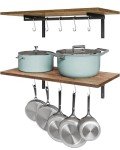 Wall-Mounted Wooden Pot Pan Rack Set of 2