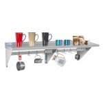 Stainless Steel Wall-Mounted Shelf with 9 Hooks