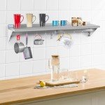 Stainless Steel Wall-Mounted Shelf with 9 Hooks
