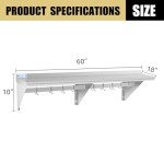 Stainless Steel Wall-Mounted Shelf with 9 Hooks