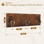 Rustic Wall-Mount Pot and Pan Organizer, 6 Pack