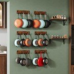 Rustic Wall-Mount Pot and Pan Organizer, 6 Pack