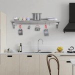 Stainless Steel Wall-Mounted Shelf with 9 Hooks
