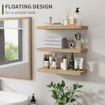 Set of 3 Rustic Black Floating Wall Shelves