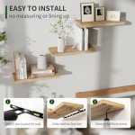 Set of 3 Rustic Black Floating Wall Shelves