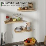 Set of 3 Rustic Black Floating Wall Shelves