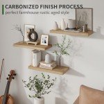 Set of 3 Rustic Black Floating Wall Shelves