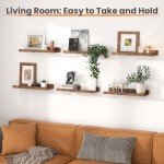 Set of 6 Brown Floating Wall Shelves