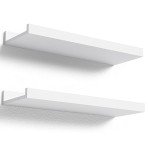 Set of 2 Modern Floating White Shelves