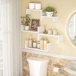 SRIWATANA Wash White Floating Shelf Set of 5