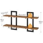 2-Tier Floating Wall Shelf Set - Rustic Brown & Black