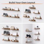 Set of 6 Brown Floating Wall Shelves