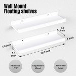 Set of 2 Modern Floating White Shelves