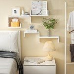 SRIWATANA Wash White Floating Shelf Set of 5