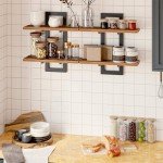 2-Tier Floating Wall Shelf Set - Rustic Brown & Black