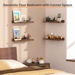 Set of 6 Brown Floating Wall Shelves