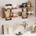 2-Tier Floating Wall Shelf Set - Rustic Brown & Black