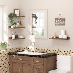 Set of 6 Brown Floating Wall Shelves