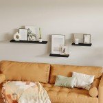 Black Rustic Floating Wall Shelves - Set of 4