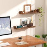 Set of 6 Brown Floating Wall Shelves