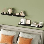 Black Rustic Floating Wall Shelves - Set of 4