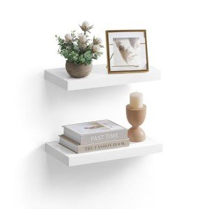 Floating Wall Shelves Set of 2 - White