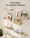 Set of 6 Rustic Wood Floating Wall Shelves