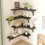 Set of 5 Rustic Corner Floating Shelves