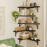 Set of 5 Rustic Corner Floating Shelves