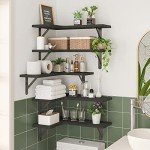 Set of 5 Rustic Corner Floating Shelves