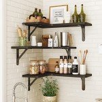 Set of 5 Rustic Corner Floating Shelves