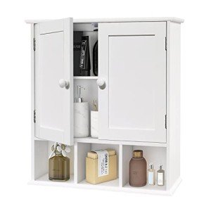 Bathroom Wall Cabinet with Adjustable Shelves - White