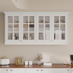 Wood Wall Mounted Storage Cabinet with Glass Doors