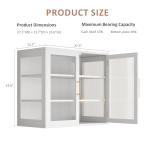 NEWOWNDS Wall-Mounted Bathroom Cabinet with Glass Door & Adjustable Shelves, Floating Storage for Kitchen & Laundry, White