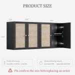 NEWOWNDS Wall Cabinet Storage-Rattan Laundry Cabinet, Kitchen Wall Mounted Cabinet with Adjustable Shelves for Laundry Room, Kitchen,Dining Room,Bathroom 24INCH X 2PCS, Black