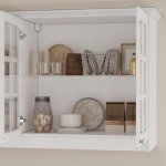 Wood Wall Mounted Storage Cabinet with Glass Doors