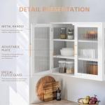 NEWOWNDS Wall-Mounted Bathroom Cabinet with Glass Door & Adjustable Shelves, Floating Storage for Kitchen & Laundry, White