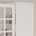 Wood Wall Mounted Storage Cabinet with Glass Doors