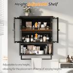 Qiaoxuan Bathroom Wall Cabinet, Over The Toilet Space Saver Storage Cabinet, Medicine Cabinet with 2 Glass Door and Towel Bar, Metal Wall Mounted Cabinet for Bathroom Laundry Room Kitchen