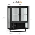 Qiaoxuan Bathroom Wall Cabinet, Over The Toilet Space Saver Storage Cabinet, Medicine Cabinet with 2 Glass Door and Towel Bar, Metal Wall Mounted Cabinet for Bathroom Laundry Room Kitchen