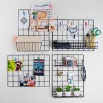 4 Pack Wire Wall Grid Panel with Accessories | Includes Hanging Baskets, Letter Sorter, Shelf & Hook Rack | Complete Set | Wire Notice Board | Hanging Home, Office & Kitchen Décor | Photo Board